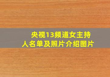 央视13频道女主持人名单及照片介绍图片