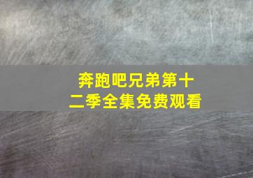 奔跑吧兄弟第十二季全集免费观看