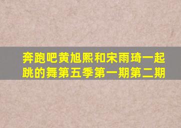 奔跑吧黄旭熙和宋雨琦一起跳的舞第五季第一期第二期