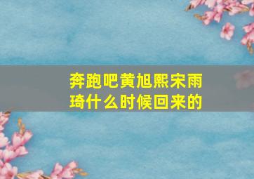 奔跑吧黄旭熙宋雨琦什么时候回来的