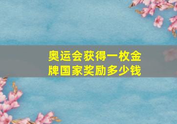 奥运会获得一枚金牌国家奖励多少钱