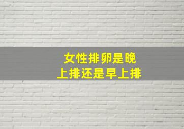 女性排卵是晚上排还是早上排