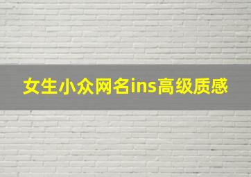 女生小众网名ins高级质感