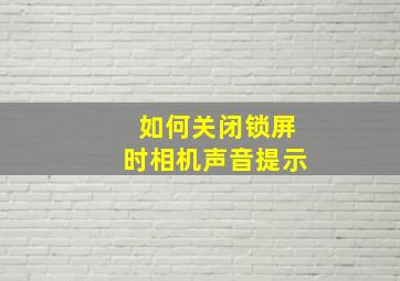 如何关闭锁屏时相机声音提示