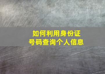 如何利用身份证号码查询个人信息