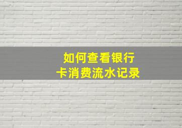 如何查看银行卡消费流水记录