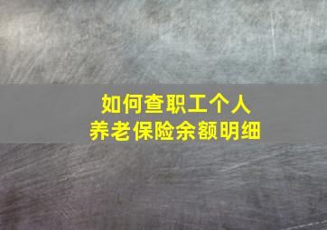 如何查职工个人养老保险余额明细