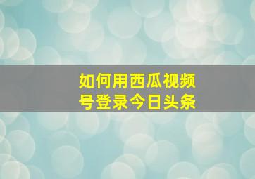 如何用西瓜视频号登录今日头条