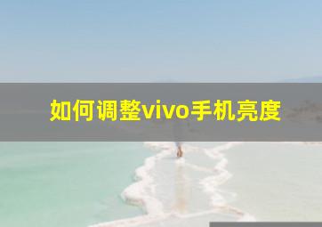 如何调整vivo手机亮度