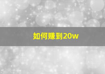 如何赚到20w