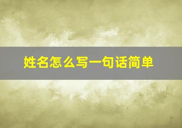 姓名怎么写一句话简单