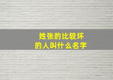 姓张的比较坏的人叫什么名字