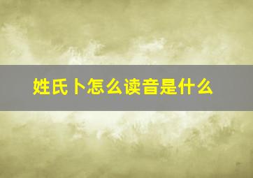 姓氏卜怎么读音是什么