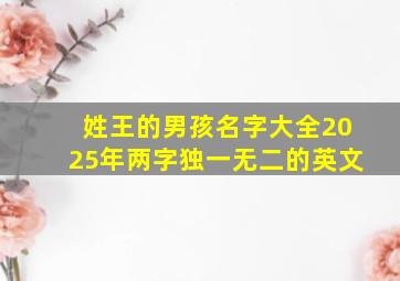 姓王的男孩名字大全2025年两字独一无二的英文