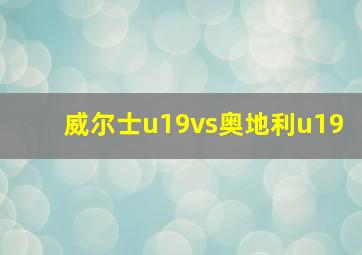 威尔士u19vs奥地利u19