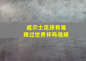 威尔士足球有谁踢过世界杯吗视频