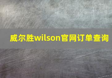 威尔胜wilson官网订单查询