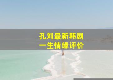 孔刘最新韩剧一生情缘评价