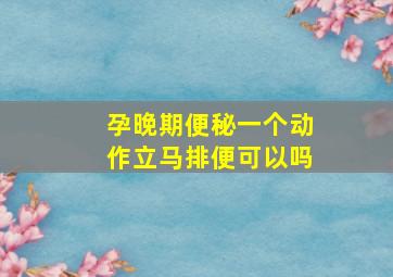 孕晚期便秘一个动作立马排便可以吗