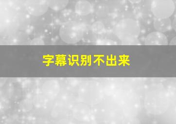 字幕识别不出来