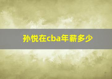 孙悦在cba年薪多少