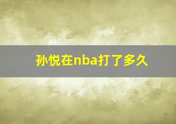 孙悦在nba打了多久