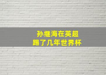 孙继海在英超踢了几年世界杯