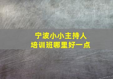 宁波小小主持人培训班哪里好一点