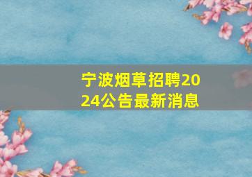 宁波烟草招聘2024公告最新消息