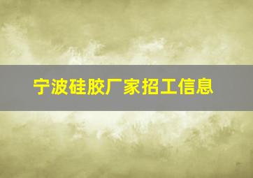 宁波硅胶厂家招工信息