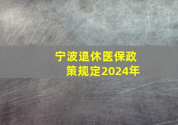 宁波退休医保政策规定2024年