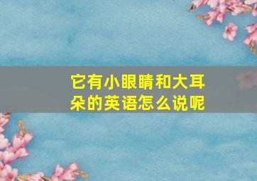 它有小眼睛和大耳朵的英语怎么说呢