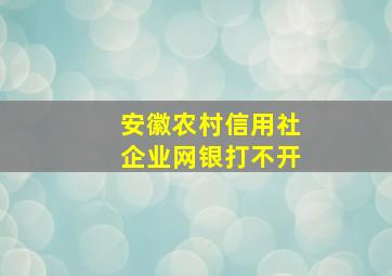 安徽农村信用社企业网银打不开