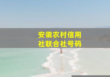 安徽农村信用社联合社号码