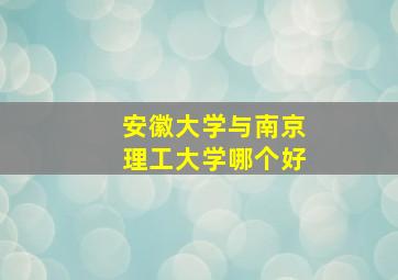 安徽大学与南京理工大学哪个好