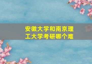 安徽大学和南京理工大学考研哪个难