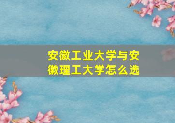 安徽工业大学与安徽理工大学怎么选