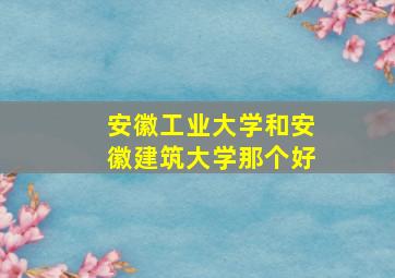 安徽工业大学和安徽建筑大学那个好