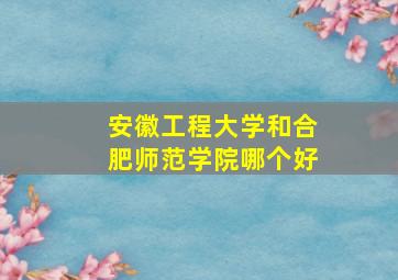 安徽工程大学和合肥师范学院哪个好