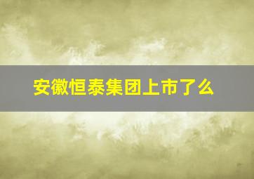 安徽恒泰集团上市了么