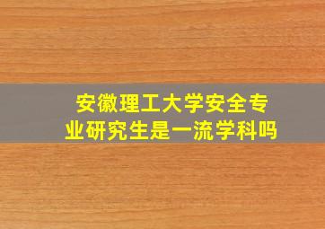 安徽理工大学安全专业研究生是一流学科吗