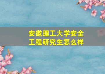 安徽理工大学安全工程研究生怎么样