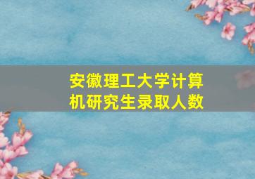 安徽理工大学计算机研究生录取人数