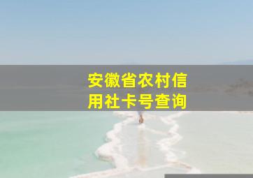 安徽省农村信用社卡号查询