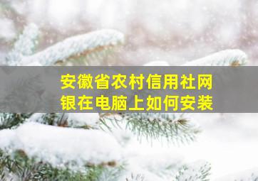 安徽省农村信用社网银在电脑上如何安装