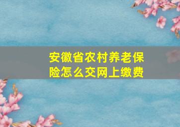 安徽省农村养老保险怎么交网上缴费