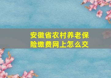 安徽省农村养老保险缴费网上怎么交