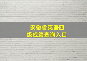 安徽省英语四级成绩查询入口