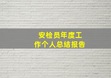 安检员年度工作个人总结报告