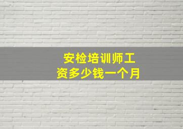 安检培训师工资多少钱一个月